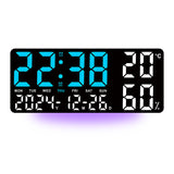 Digital Wall Clock with Temperature & Humidity Display, Multifunctional LED Alarm Clock with Remote Control, Ambient Light.