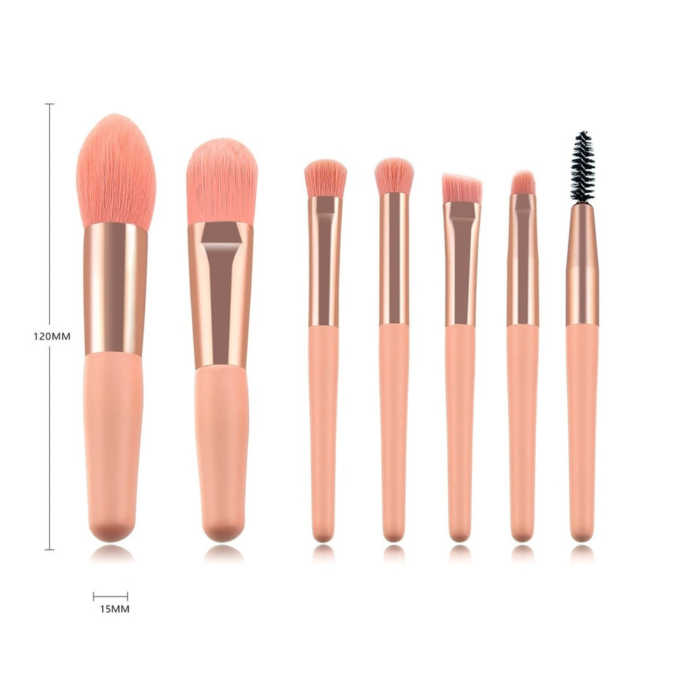 7/8pcs Little Cute Pink Makeup Brushes Set Foundation Powder Eyeshadow Blending Brush Eyebrow Eyelash Brush Beauty Make Up Tools