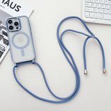 Applicable iPhone 16 Electroplated Lanyard Phone Case 15 Pro Transparent Magnetic Apple 17 Crossbody Shockproof Protective Cover
