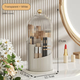 Rotating Makeup Brush Holder, Lipstick Organizer, Dust-Proof Compartmentalized Desktop Cosmetic Storage Box