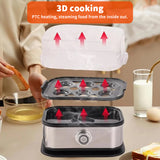 200W Power Eggs Boiler Space Saving Auto Shut-Off Smart Egg Cooker 6 Eggs Capacity Stainless Steel Rapid Egg Cooker