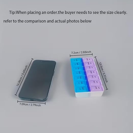 Click to see full view Only 15 left 7 Day Weekly AM PM Pill Organizer, Large Capacity Case Pill Box for Pills Vitamin Supplements Medication,Portable, Small, Blue