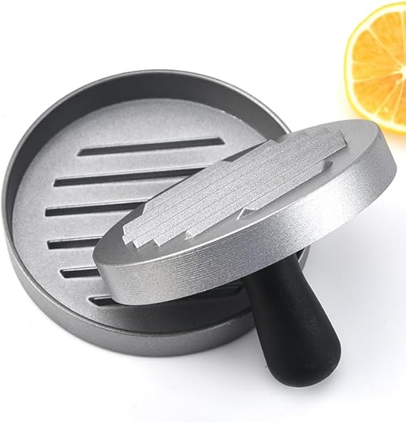Non-Stick Aluminum Burger Press, Burger Press Machine, Hamburger Patty Maker with 100 Wax Disc Papers, Burger Maker with ABS Handle, for Making Stuffed Pocket Burgers Baking Beef Grill BBQ