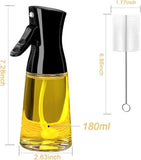 Showvigor Olive Oil Sprayer for Cooking, 180ML Glass Bottle with Brush, Canola Oil Vinegar Spray Mister, Healthy Cooking Gadgets for Air Fryer, Baking, BBQ, Grilling, Refillable Kitchen Accessories