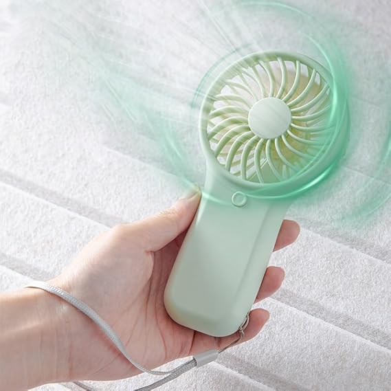 Handheld Fan, Portable Mini Fan Battery Powered (No Built-In Battery), Lightweight Pocket Fan for Travel, Makeup, Lash, Office, Outdoor（green）