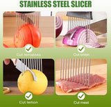 Onion Holder for Slicing, Stainless Steel Slicer Onion Cutter for Slicing, Vegetable Cutter for Potato and Tomato, Lemon Avocados, Eggs, Food Slicer