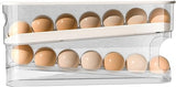 Automatic Double-Layer Egg Cup, Keeps Eggs Fresh, Sliding Container Holds 12-14 Eggs - Hinged Design, Plastic