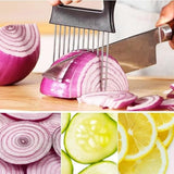 Onion Holder for Slicing, Stainless Steel Slicer Onion Cutter for Slicing, Vegetable Cutter for Potato and Tomato, Lemon Avocados, Eggs, Food Slicer