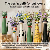 Creative Cat Vase - Desktop Dried Flower Holder, Decorative Home/Office Accent, Universal for Small Dried Bouquets
