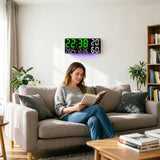 Digital Wall Clock with Temperature & Humidity Display, Multifunctional LED Alarm Clock with Remote Control, Ambient Light.