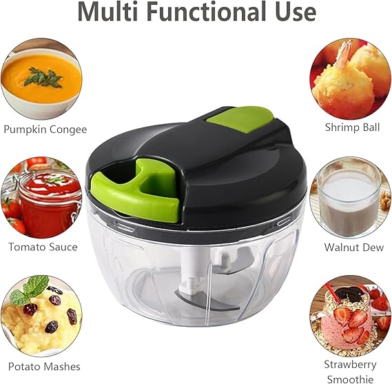 Multi Functional Food Chopper, Portable Hand Pull String Garlic Mincer Onion Cutter, Vegetable Cutter, Multi