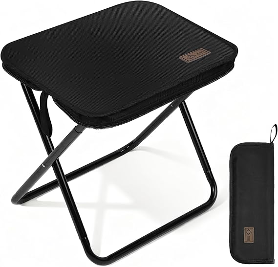 Camping Stool, Portable Folding Stool, 32.5×26×31cm Lightweight Mini Collapsible Chair, Max Load Capacity 100kg, Foldable Stool for Hiking, Fishing, Picnic, Outdoor, Camping Supplies - Black