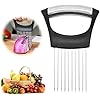 Onion Holder for Slicing, Stainless Steel Slicer Onion Cutter for Slicing, Vegetable Cutter for Potato and Tomato, Lemon Avocados, Eggs, Food Slicer