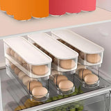 Automatic Double-Layer Egg Cup, Keeps Eggs Fresh, Sliding Container Holds 12-14 Eggs - Hinged Design, Plastic