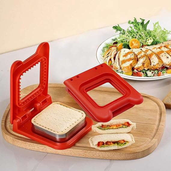 MEETOZ Sandwich Cutter and Sealer, Square Sandwich Maker, Decruster for Kids Lunch Uncrustable, Easy for School Lunchbox and Bento Box