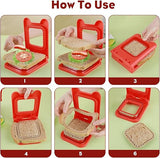 MEETOZ Sandwich Cutter and Sealer, Square Sandwich Maker, Decruster for Kids Lunch Uncrustable, Easy for School Lunchbox and Bento Box