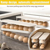 Automatic Double-Layer Egg Cup, Keeps Eggs Fresh, Sliding Container Holds 12-14 Eggs - Hinged Design, Plastic