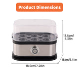 200W Power Eggs Boiler Space Saving Auto Shut-Off Smart Egg Cooker 6 Eggs Capacity Stainless Steel Rapid Egg Cooker