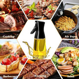 Showvigor Olive Oil Sprayer for Cooking, 180ML Glass Bottle with Brush, Canola Oil Vinegar Spray Mister, Healthy Cooking Gadgets for Air Fryer, Baking, BBQ, Grilling, Refillable Kitchen Accessories