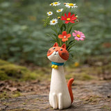 Creative Cat Vase - Desktop Dried Flower Holder, Decorative Home/Office Accent, Universal for Small Dried Bouquets