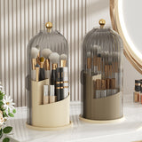 Rotating Makeup Brush Holder, Lipstick Organizer, Dust-Proof Compartmentalized Desktop Cosmetic Storage Box