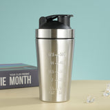 Stainless Steel Protein Shaker Bottle with Mixing Ball - Leak-Proof Gym & Sports Portable Shaker Cup