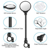 Bike Mirror, Adjustable Handlebar Rear View Mirror for Mountain Road Bicycle - 2 Pack (Black)