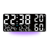 Digital Wall Clock with Temperature & Humidity Display, Multifunctional LED Alarm Clock with Remote Control, Ambient Light.