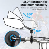 Bike Mirror, Adjustable Handlebar Rear View Mirror for Mountain Road Bicycle - 2 Pack (Black)